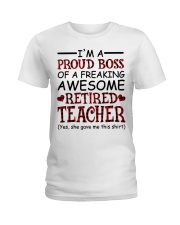 AWESOME RETIRED TEACHER - GIFT FOR GRANDCHILDREN Ladies T-Shirt tile