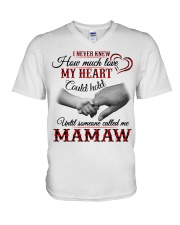 NEVER KNEW HOW MUCH LOVE MY HEART - MAMAW V-Neck T-Shirt tile
