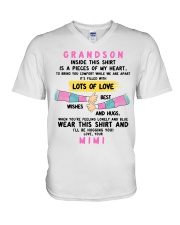 MY HEART - AMAZING GIFT FOR GRANDSON V-Neck T-Shirt tile