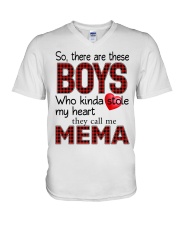 He Calls Me Mema - Perfect Gift For Mema V-Neck T-Shirt tile