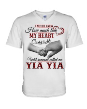 NEVER KNEW HOW MUCH LOVE MY HEART - YIA YIA V-Neck T-Shirt tile
