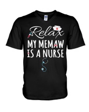 RELAX MY MEMAW IS A NURSE - GIFT FOR GRANDKIDS V-Neck T-Shirt tile