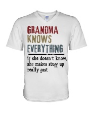 GRANDMA KNOWS EVERYTHING - GIFT FOR GRANDMA V-Neck T-Shirt tile