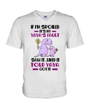 IF I'M SPOILED - YAYA TO GRANDCHILDREN V-Neck T-Shirt tile
