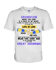 LOTS OF LOVE - BEST GIFT FOR GRANDSON V-Neck T-Shirt tile