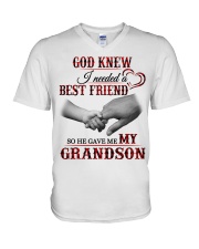 GOD GAVE ME MY GRANDSON - SPECIAL GIFT FOR GRANDMA V-Neck T-Shirt tile