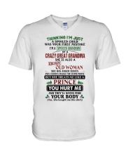 I'm A Spoiled Grandson Of A Crazy Great Grandma V-Neck T-Shirt tile