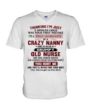 I'M A SPOILED GRANDDAUGHTER OF A CRAZY NANNY V-Neck T-Shirt tile