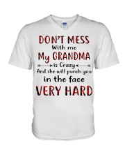 DON'T MAKE ME ACT LIKE MY GRANDMA V-Neck T-Shirt tile