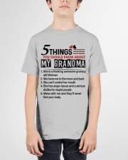 5 THINGS ABOUT MY GRANDMA - GIFT FOR GRANDKIDS Youth T-Shirt garment-youth-tshirt-front-01