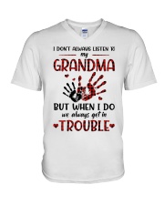 LISTEN TO MY GRANDMA - BEST GIFT FOR GRANDDAUGHTER V-Neck T-Shirt tile