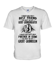 I Asked God For A Best Friend - Great Gift For Grandma V-Neck T-Shirt tile