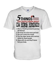 5 THINGS ABOUT GREAT GRANDMA - GIFT FOR GRANDKIDS V-Neck T-Shirt tile