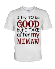 TAKE AFTER MY MEMAW - SPECIAL GIFT FOR GRANDKIDS V-Neck T-Shirt tile