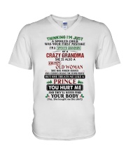 I'm A Spoiled Grandson Of A Crazy Grandma V-Neck T-Shirt tile