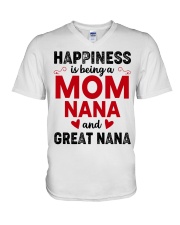 Happiness Is Being A Mom Nana And Great Nana V-Neck T-Shirt tile
