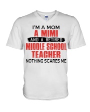 NOTHING SCARES ME - RETIRED TEACHER - MOM - MIMI V-Neck T-Shirt tile