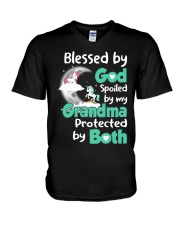 Blessed By God - Amazing Gift For Grandson V-Neck T-Shirt tile
