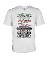 I'm A Spoiled Grandson Of A Crazy Granma V-Neck T-Shirt tile