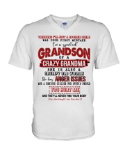 I'm A Spoiled Grandson Of A Crazy Grandma V-Neck T-Shirt tile