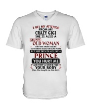 I Get My Attitude From My Crazy Gigi - Best Gift For Grandson V-Neck T-Shirt tile