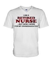 RETIRED - NURSE AND GRANDDAUGHTER V-Neck T-Shirt tile