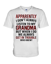 LISTEN TO MY GRANDMA - GIFT FOR GRANDCHILDREN V-Neck T-Shirt tile