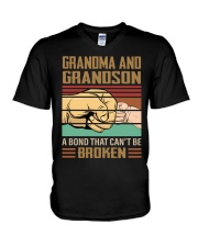 BOND CAN'T BE BROKEN - GIFT FOR GRANDMA GRANDSON V-Neck T-Shirt tile