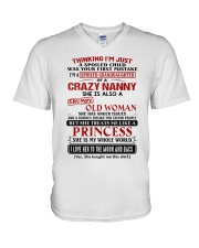 SHE IS MY WHOLE WORLD - GIFT FOR GRANDDAUGHTER V-Neck T-Shirt tile