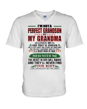 My Grandma Loves Me - Best Gift For Grandson V-Neck T-Shirt tile