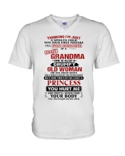 I'M A SPOILED GRANDDAUGHTER OF A CRAZY GRANDMA V-Neck T-Shirt tile
