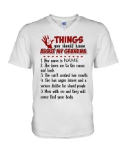 5 THINGS YOU SHOULD KNOW ABOUT MY GRANDMA V-Neck T-Shirt tile