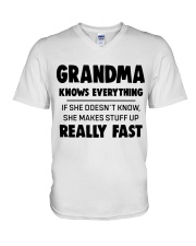 GRANDMA KNOWS EVERYTHING - GIFT GRANDMA V-Neck T-Shirt tile