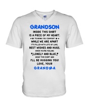 I'LL BE HUGGING YOU - BEST GIFT FOR GRANDSON V-Neck T-Shirt tile