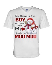 He Calls Me Moo Moo - Perfect Gift For Moo Moo V-Neck T-Shirt tile