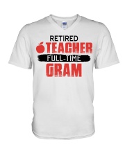 RETIRED TEACHER FULL-TIME GRAM - GIFT FOR TEACHER V-Neck T-Shirt tile
