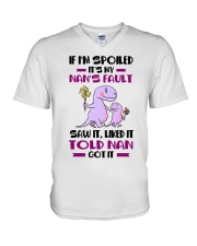 IF I'M SPOILED - NAN TO GRANDCHILDREN V-Neck T-Shirt tile