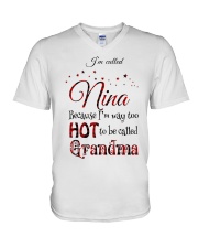 TOO HOT TO BE CALLED GRANDMA - NICE GIFT FOR NINA V-Neck T-Shirt tile