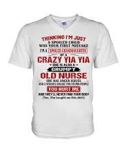 I'M A SPOILED GRANDDAUGHTER CRAZY YIA YIA V-Neck T-Shirt tile