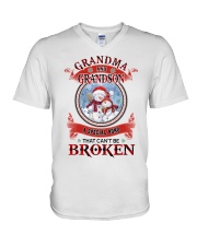 Grandma And Grandson A Special Bond That Can't Be Broken V-Neck T-Shirt tile