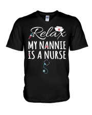RELAX MY NANNIE IS A NURSE - GIFT FOR GRANDKIDS V-Neck T-Shirt tile