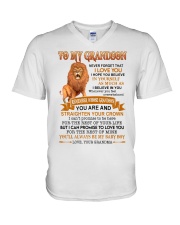 I LOVE YOU - GRANDSON GIFT WITH LION V-Neck T-Shirt tile