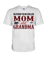 BLESSED TO BE CALLED MOM AND GRANDMA V-Neck T-Shirt tile