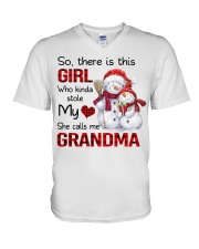 She Calls Me Grandma - Perfect Gift For Grandma V-Neck T-Shirt tile