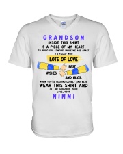 MY HEART - AMAZING GIFT FOR GRANDSON V-Neck T-Shirt tile