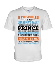 She Treats Me Like A Prince - Amazing Gift For Grandson V-Neck T-Shirt tile
