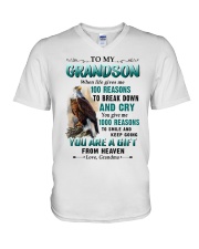 YOU ARE A GIFT - LOVELY GIFT FOR GRANDSON V-Neck T-Shirt tile