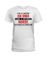 NOTHING SCARES ME - RETIRED NURSE - MOM - OMA Ladies T-Shirt tile