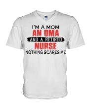 NOTHING SCARES ME - RETIRED NURSE - MOM - OMA V-Neck T-Shirt tile