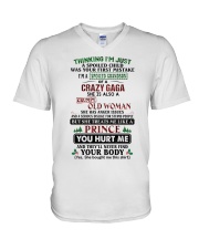 I'm A Spoiled Grandson Of A Crazy Gaga V-Neck T-Shirt tile